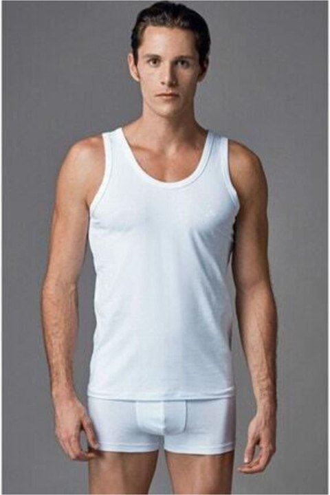 Micro Modal Yaka Erkek Atlet Eros 050 - Beyaz