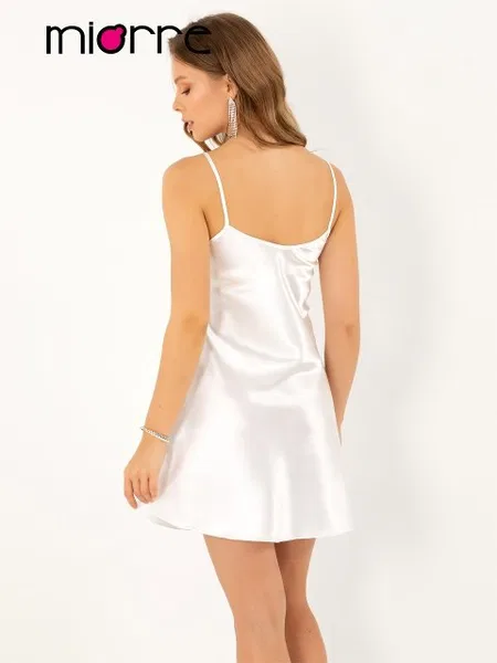Miorre İnce Askılı Güpürlü Gecelik - Ekru