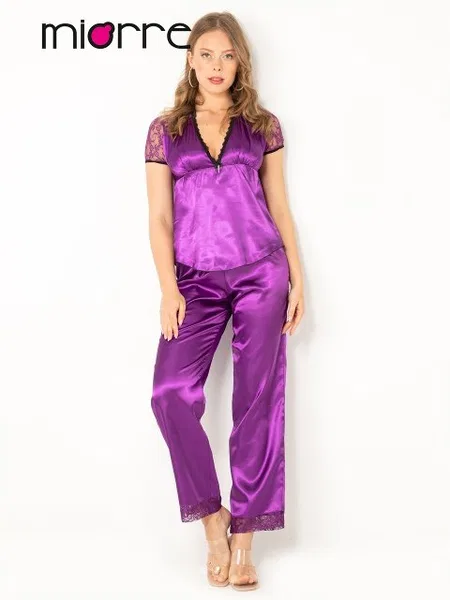 Miorre Saten Pijama Takım Bayan 18524 - Mor