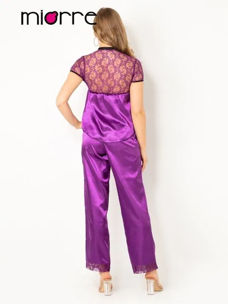 Miorre Saten Pijama Takım Bayan 18524 - Mor