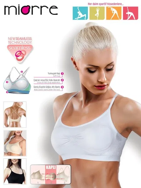 Miorre Ultra Comfort Dikişsiz Yumuşak Kap Sport Sütyen - Beyaz