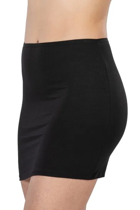 Kaygan Modal Mini Jupon Kadın Emay 1437 - Siyah