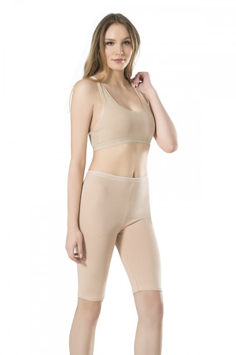 Yüksek Bel Esnek Modal Kısa Tayt Fabony 1050 - Ten