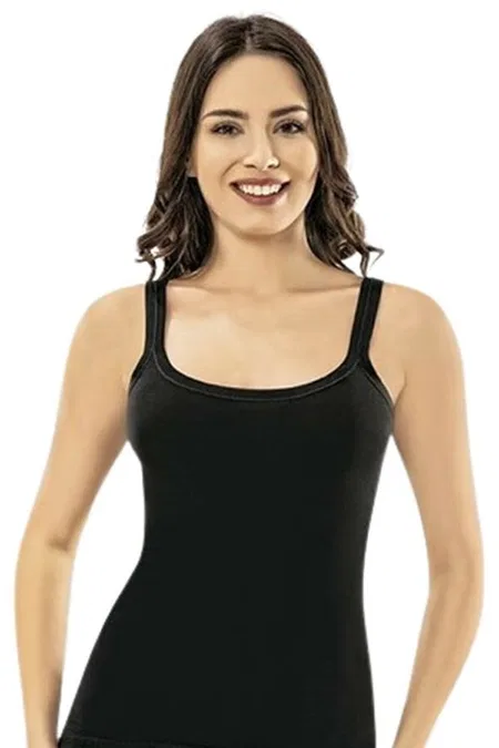 Pamuklu İp Askılı Ribana Atlet NBB 662 - Siyah