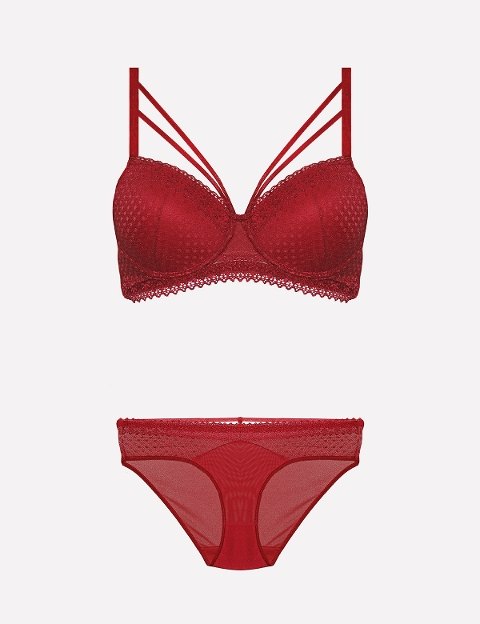 Desteksiz Sütyen Külot Takımı Siyah Mor Ekru Bordo Nurteks 4310 - 2