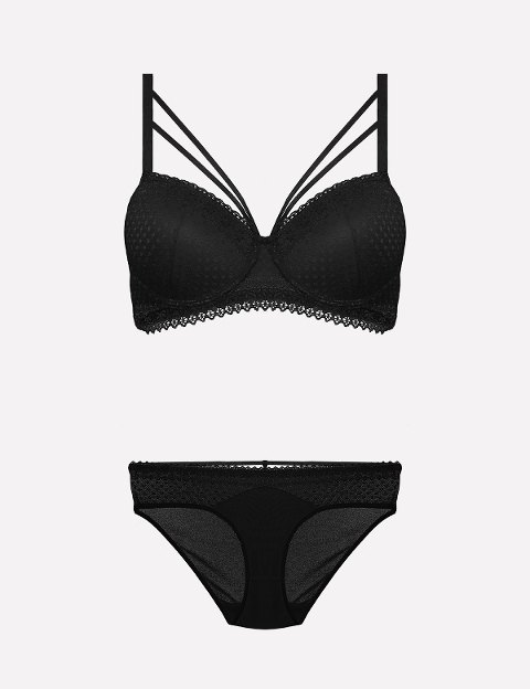 Desteksiz Sütyen Külot Takımı Siyah Mor Ekru Bordo Nurteks 4310 - Siyah