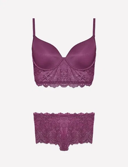 Desteksiz Sütyen Bikini Külot Takımı Nurteks 4321 - Mor