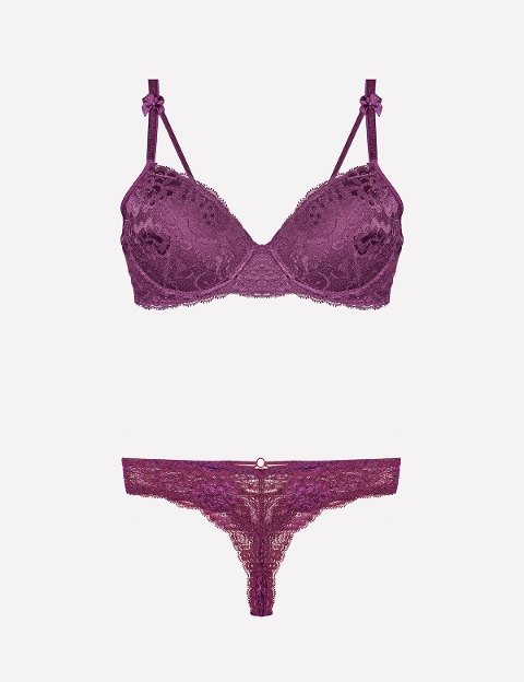 Destekli Sütyen Bikini Külot Takım Lacivert Nurteks 4430 - Mor