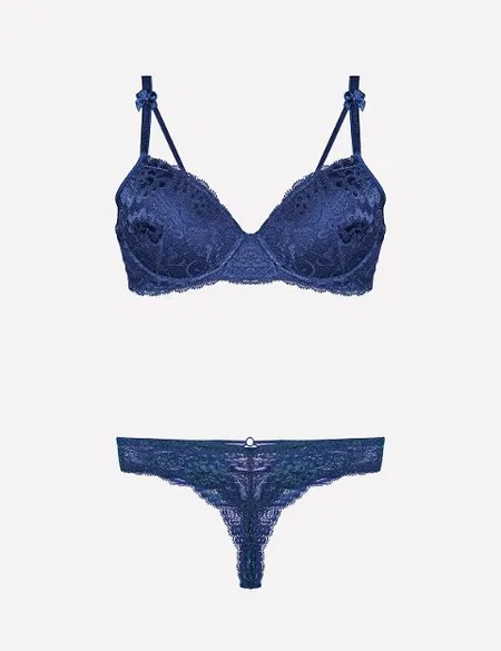 Destekli Sütyen Bikini Külot Takım Lacivert Nurteks 4430 - Lacivert
