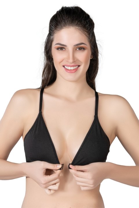 Hafif Kompresyonlu Önden Açmalı Sporcu Sütyen Emay 1416 - Siyah