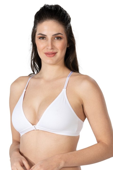 Hafif Kompresyonlu Önden Açmalı Sporcu Sütyen Emay 1416 - Beyaz