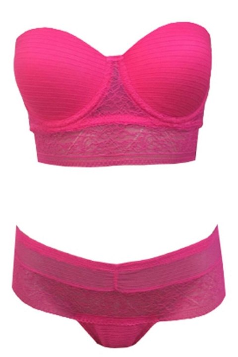 Dolgulu Straplez Sütyen Külot Takımı Orkide 1234 - Fuşya