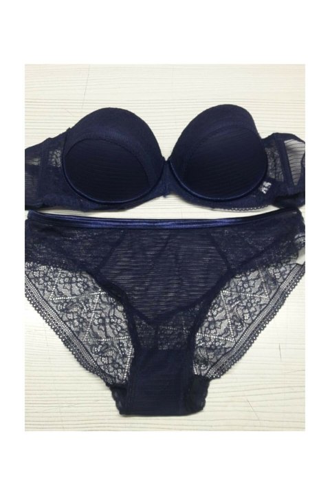 Straplez Push-Up Sütyen Bikini Külot Takımı Orkide 1234 - 2