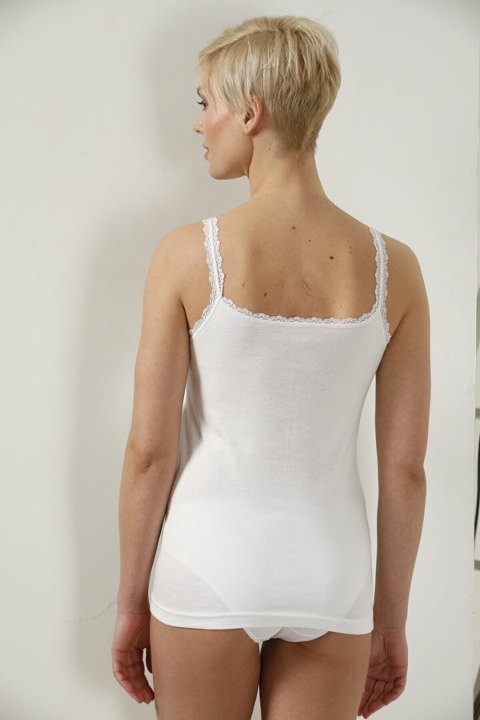 Dantelli Ribana Askılı Atlet Siyah Öztaş 2048 - Beyaz