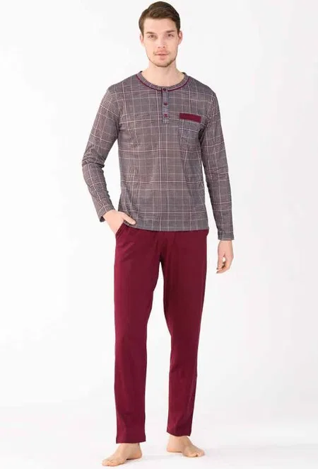 Yeni İnci Pamuklu Patlı Bisiklet Yaka Uzun Kollu Pijama Takımı Yeni İnci 785