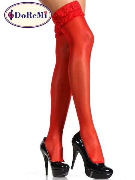 DoReMi Dantelli Silikonlu Jartiyer Çorap Venüs - Kırmızı