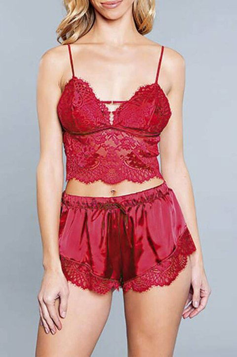 Saten Dantel Detaylı Bralet Sütyen Şort Takım For Dreams 8299