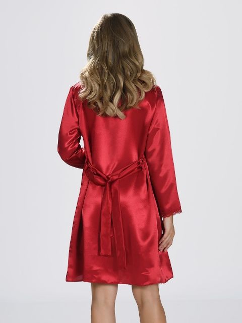 Bordo Saten Gecelik Sabahlık Takımı NBB 3345 - Bordo