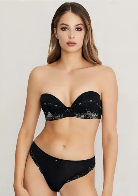 Straplez Boş Cup Sütyen Takım Siyah Eros 850 - Siyah