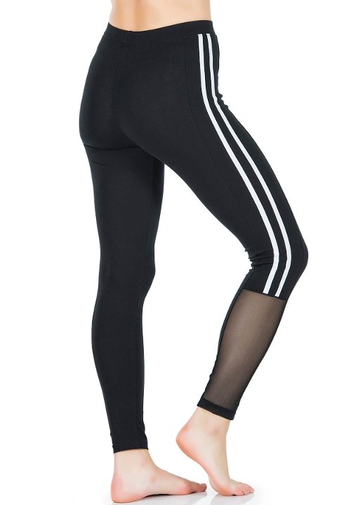 Yüksek Bel Şeritli Kadın Tayt Derya 0602 - Siyah