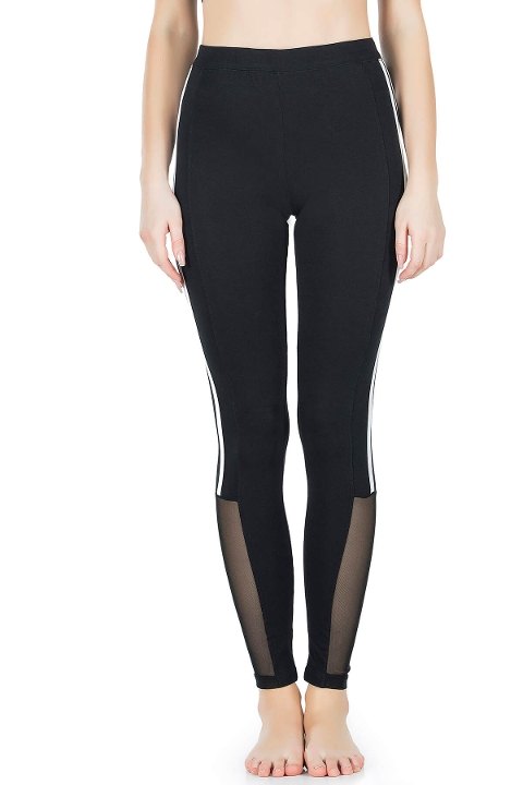 Yüksek Bel Şeritli Kadın Tayt Derya 0602 - Siyah