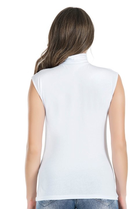 Sıfır Kol Balıkçı Yaka Kadın Atlet Derya 223 - Beyaz