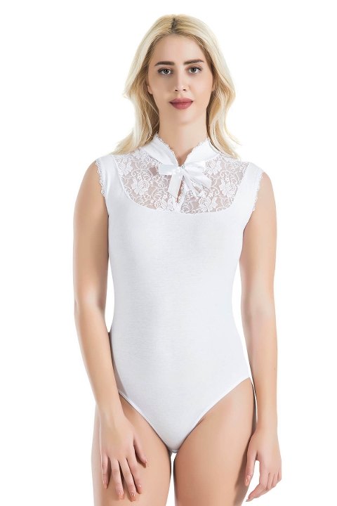 Sıfır Kol Dantel Detaylı Body Derya Kurşun 336