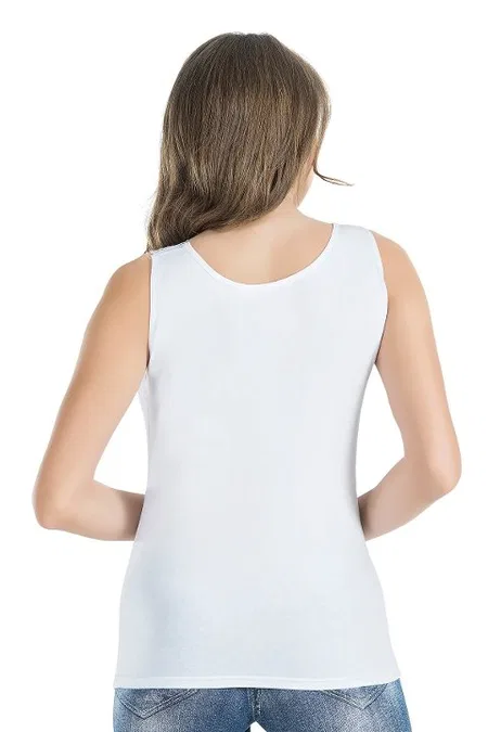 Sıfır Kol Güpür Yaka Body Derya 299 - Beyaz