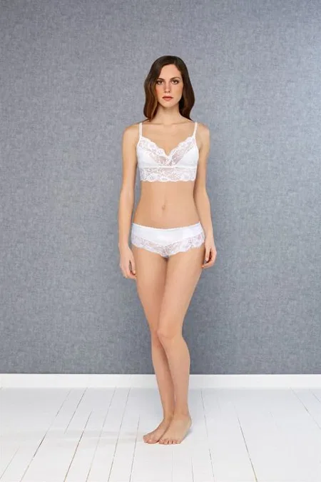 Dantelli Dolgusuz Bralet Sütyen Slip Külot Takım Doreanse 12432 - Ekru