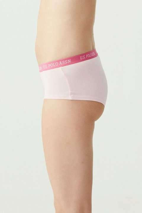 Uzun Paça Pamuklu Kadın Boxer Us. POLO Assn. 66115 - Açık Pembe-Gri Melanj-Mint