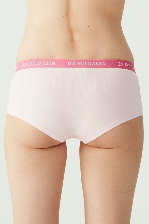 Uzun Paça Pamuklu Kadın Boxer Us. POLO Assn. 66115 - Açık Pembe-Gri Melanj-Mint