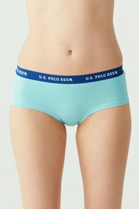 Uzun Paça Pamuklu Kadın Boxer Us. POLO Assn. 66115 - Açık Pembe-Gri Melanj-Mint
