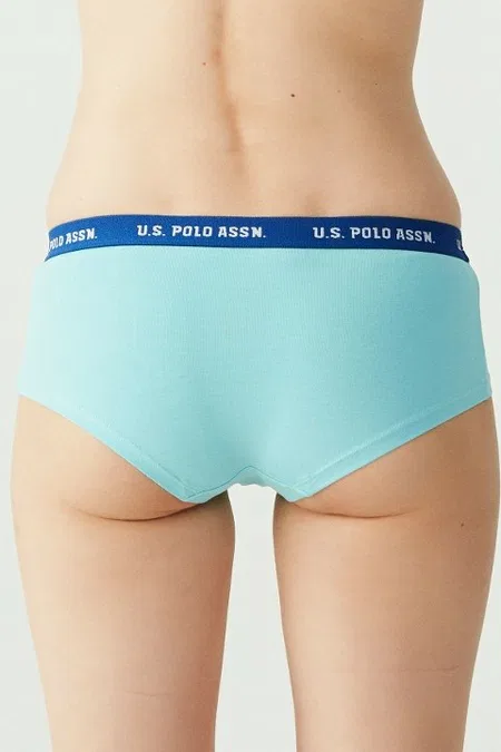 Uzun Paça Pamuklu Kadın Boxer Us. POLO Assn. 66115 - Açık Pembe-Gri Melanj-Mint