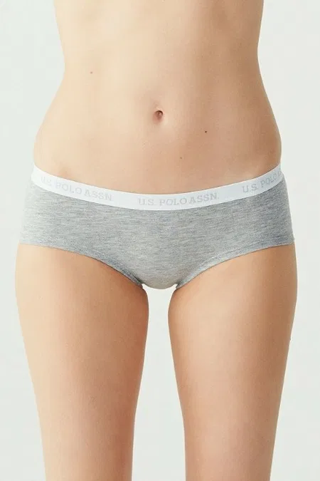 Uzun Paça Pamuklu Kadın Boxer Us. POLO Assn. 66115 - Açık Pembe-Gri Melanj-Mint