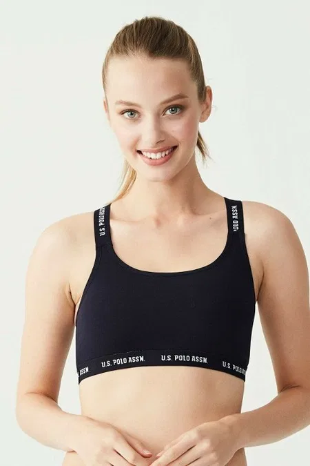 Hafif Kompresyonlu Pamuklu Sporcu Sütyeni Us. POLO Assn. 66117 - Lacivert