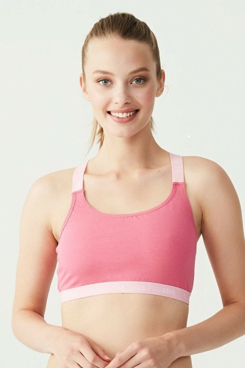 Hafif Kompresyonlu Pamuklu Sporcu Sütyeni Us. POLO Assn. 66117 - Fuşya