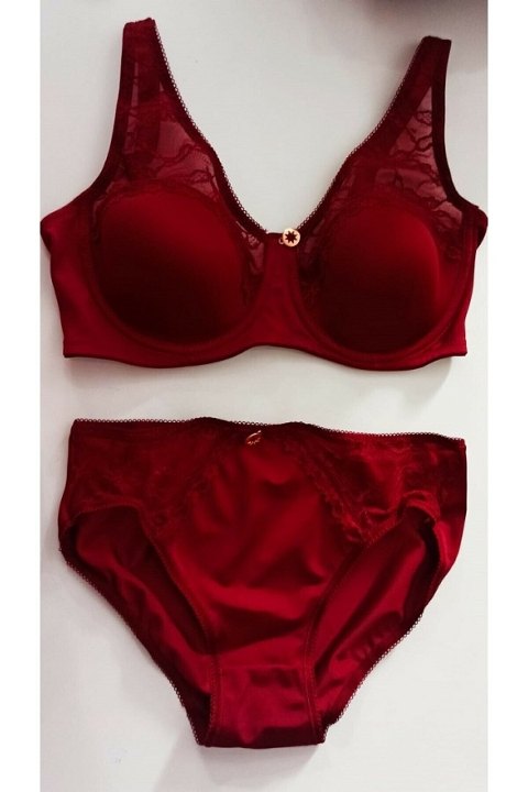 Toparlayıcı Sütyen Takım Siyah Mürdüm Bordo Vizon Pembe Le Jardin 5035 - Bordo