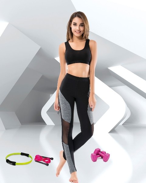 Yüksek Bel Esnek Sporcu Taytı Derya 0546 - Siyah