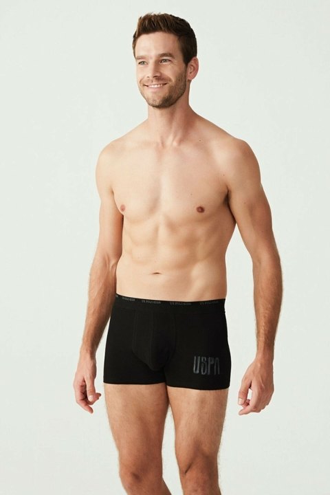 Pamuklu Düz Lastikli Üçlü Boxer U.S. Polo Assn. 80338 - Siyah