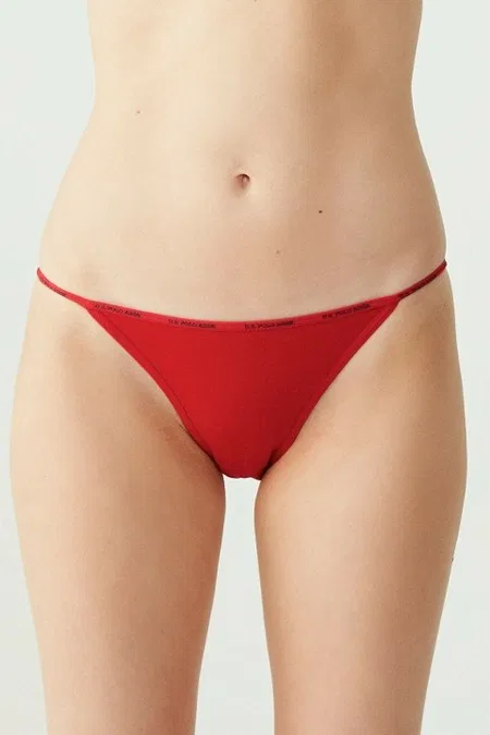Pamuklu Yüksek Bel Slip Külot 5'li Set Us. POLO Assn. 67000 - Siyah-Beyaz-Ten-Somon-Kırmızı