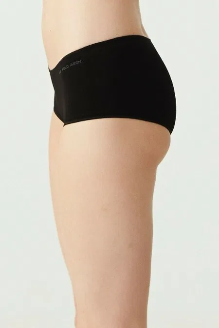Pamuklu Uzun Paça Kadın Boxer Us. POLO 67004 - Siyah-Beyaz-Ten-Somon-Kırmızı