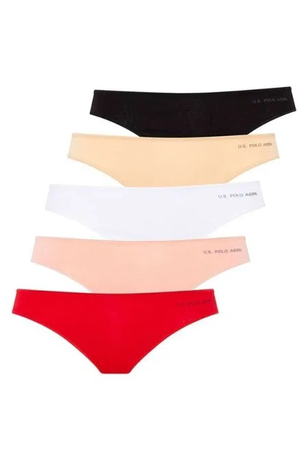 Yüksek Pamuk Oranı Kıl Lastikli Slip Külot Us. POLO Assn. 67006 - Siyah-Beyaz-Ten-Somon-Kırmızı