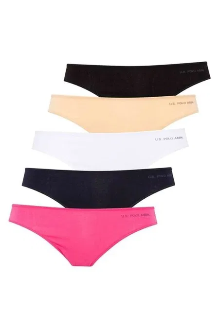 Yüksek Pamuk Oranı Kıl Lastikli Slip Külot Us. POLO Assn. 67006 - Siyah-Beyaz-Ten-Somon-Kırmızı