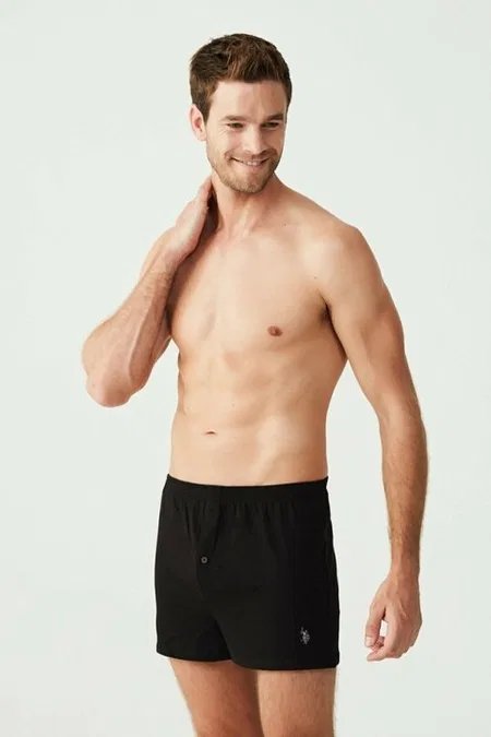 Pamuklu Esnek Bel Boxer Us. POLO Assn. 80054 - Siyah