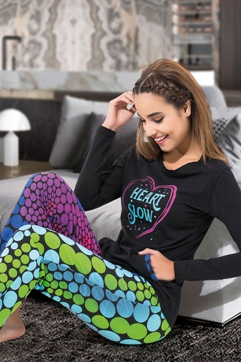 Çok Renkli Uzun Kol Kadın Pijama Takım Derya Kurşun 1110 - Çok Renkli