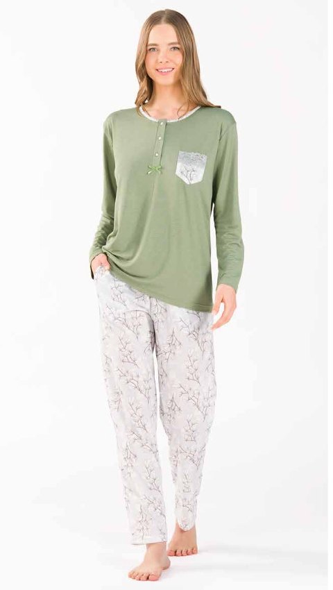 Yeni İnci Uzun Kollu Pamuklu Pijama Takımı Yeni İnci 1756