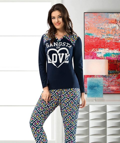 V Yaka Pamuklu Kadın Pijama Takımı Derya Kurşun 872 - Katalog Rengi