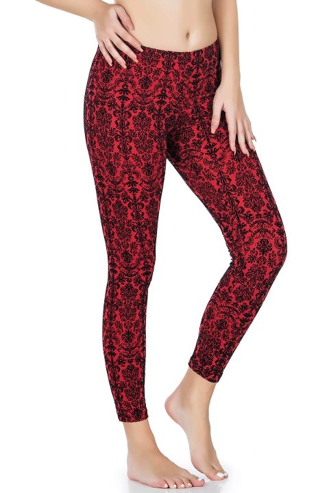 Yüksek Bel Esnek Kadın Tayt Derya Kurşun 457 - Bordo