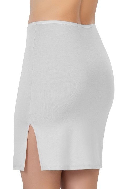 Yırtmaçlı Midi Jupon Viskon Kaygan Emay 1438 - Beyaz