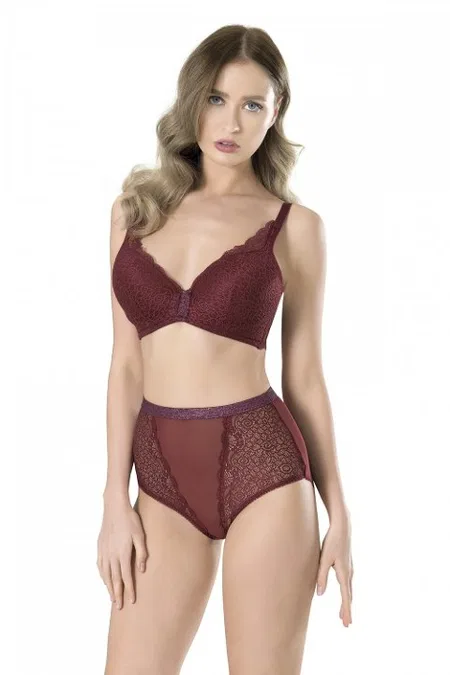 Dantelli Yumuşak Soft Cup Sütyen Takım Fabony 4000 - Bordo